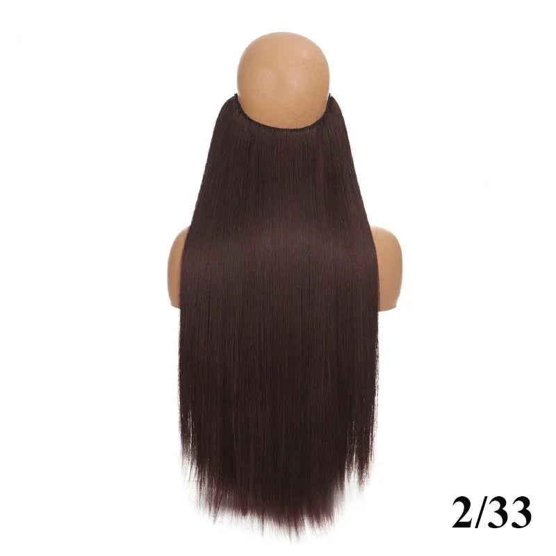 Fish line hair extension piece | 40cm 50cm 60cm straight and curly daily wear for women