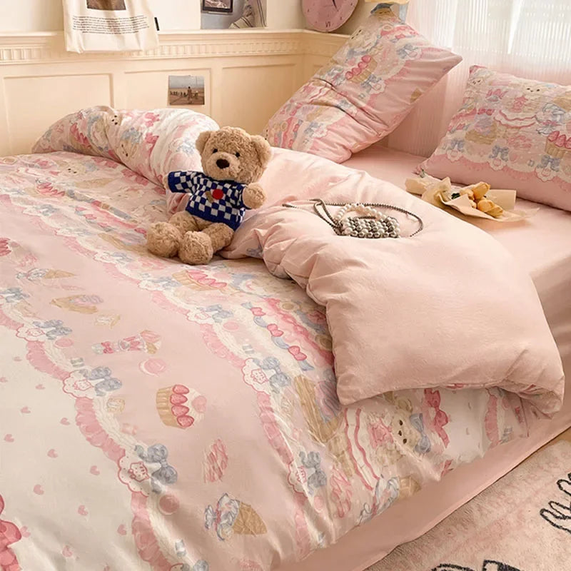DecorBites™ Cozy Cartoon Printed Cotton Comforter Set for Adults