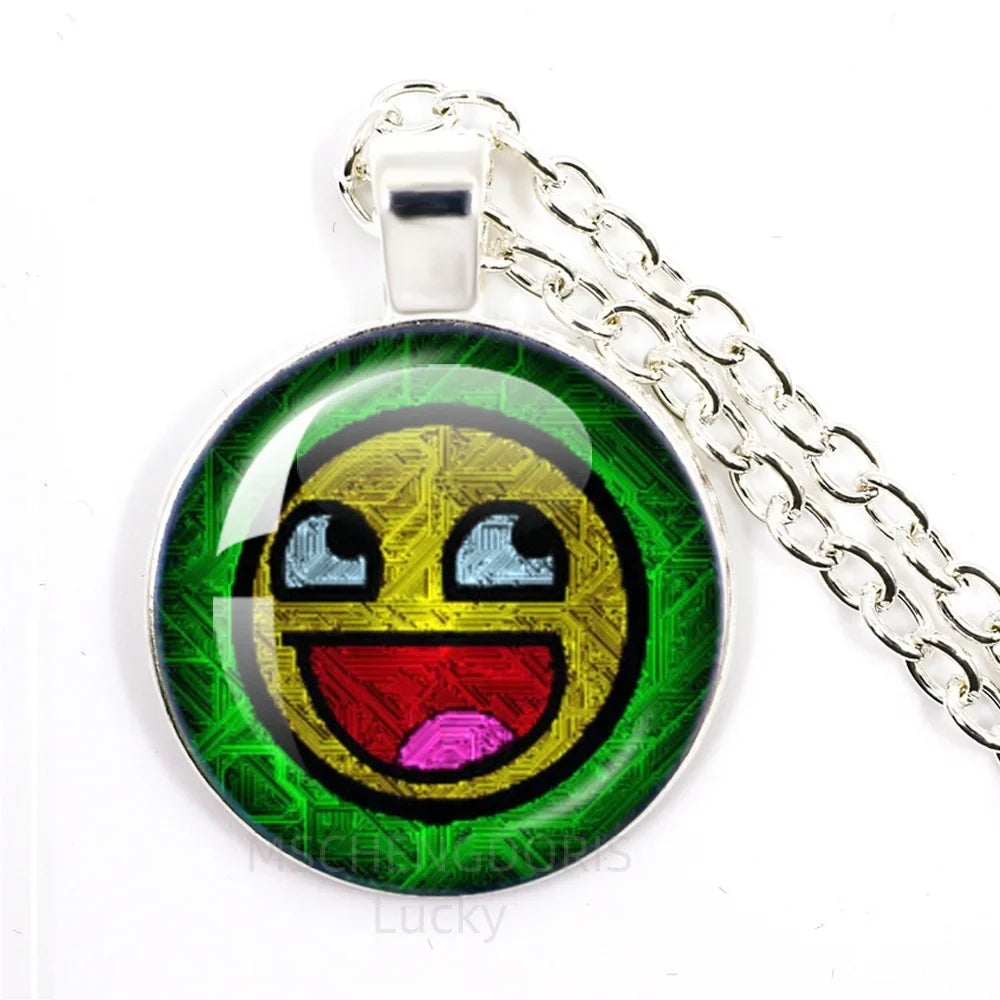 Funny Meme Cartoon Glass Pendant Necklace | Unisex Party Jewelry Gift
