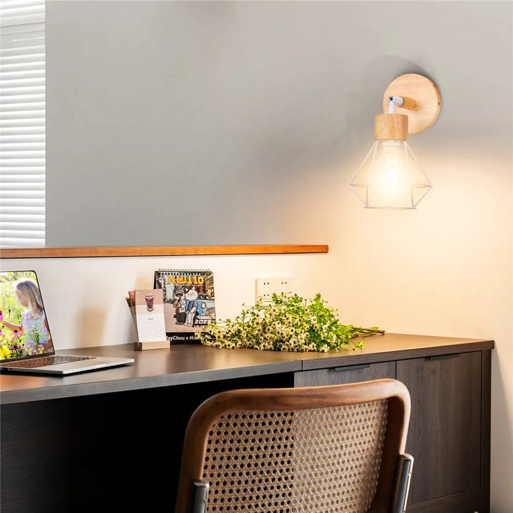 DecorBites™ Iron White Cage Wall Lamp for Modern Indoor Lighting