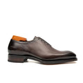 Dark Brown Plain-Toe Oxford Shoes with Polished Finish