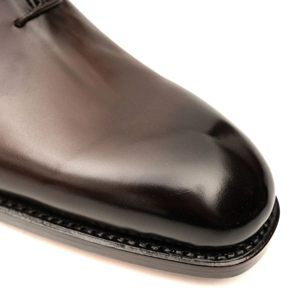 Dark Brown Plain-Toe Oxford Shoes with Polished Finish