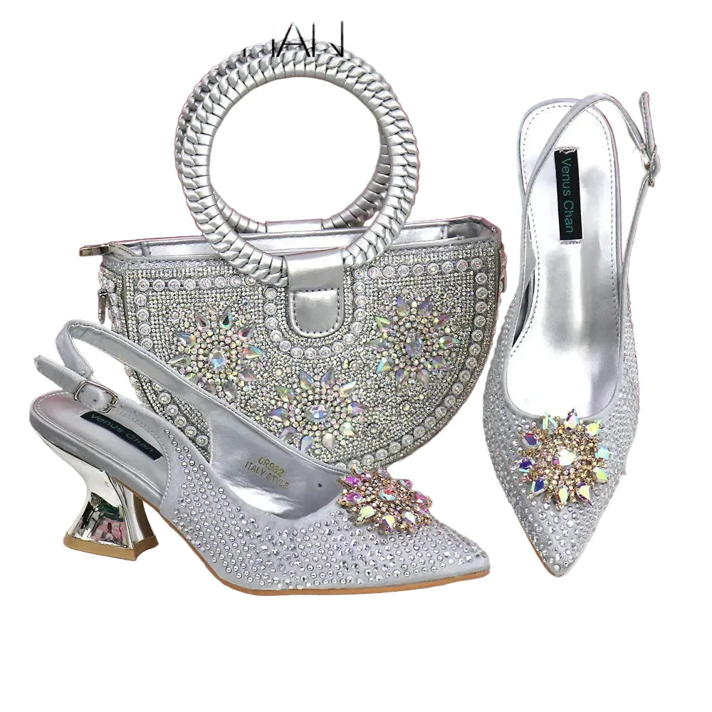 Italian Design Shoes And Bag Paired With Handmade Petal Clutches