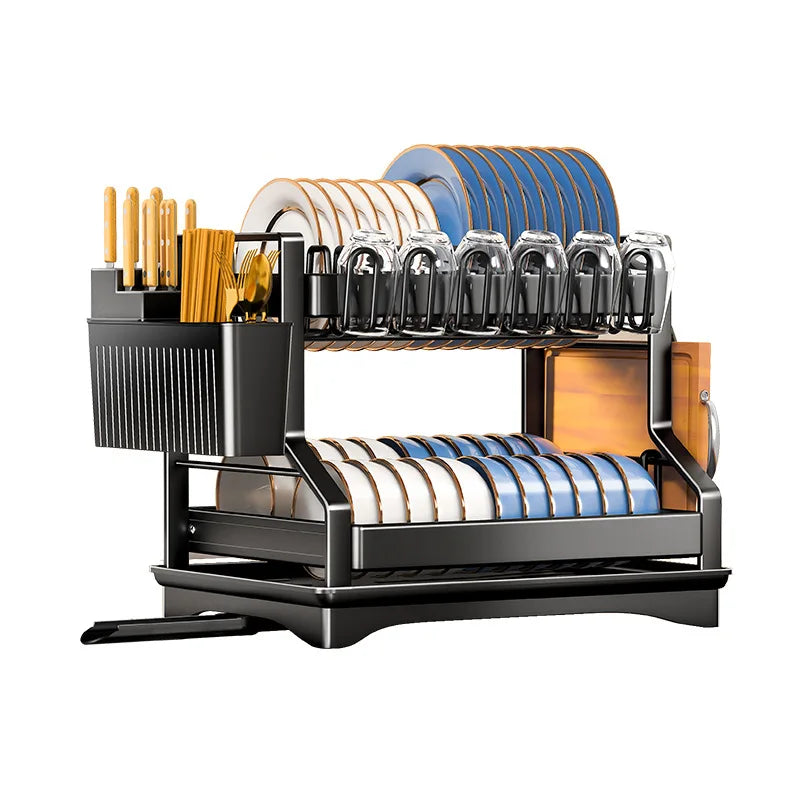 DecorBites™ Kitchen Dish Drainer & Storage Rack - Countertop Organizer for Dinnerware