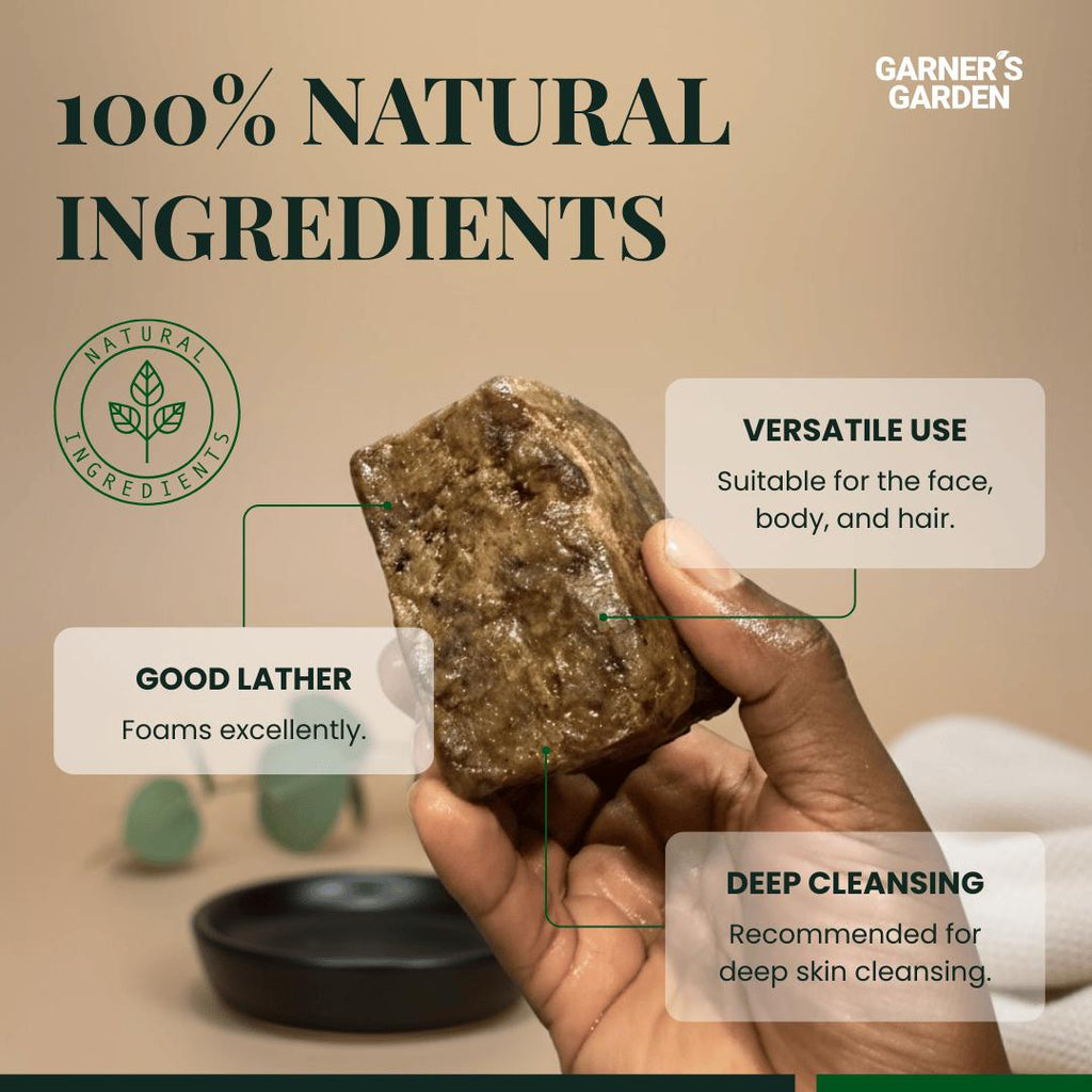 Raw African Black Soap Bar (0.5 lb)