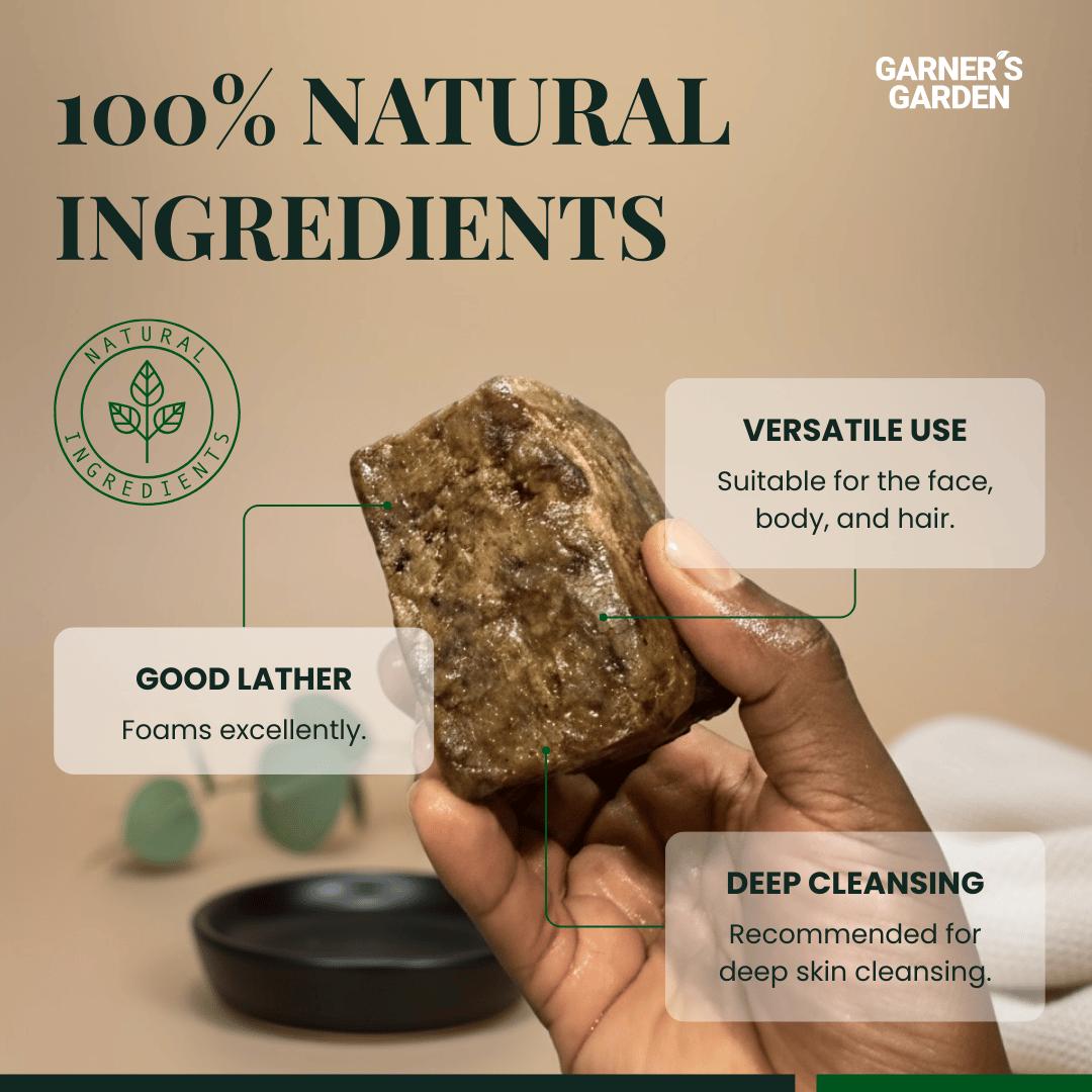 Raw African Black Soap Bar (0.5 lb)