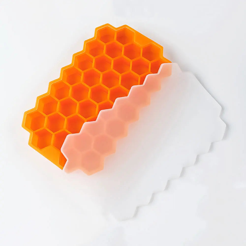 37 Grids Honeycomb Ice Cube Silicone Mold with Lid | Flexible Silicone Ice Tray for DIY Ice Making