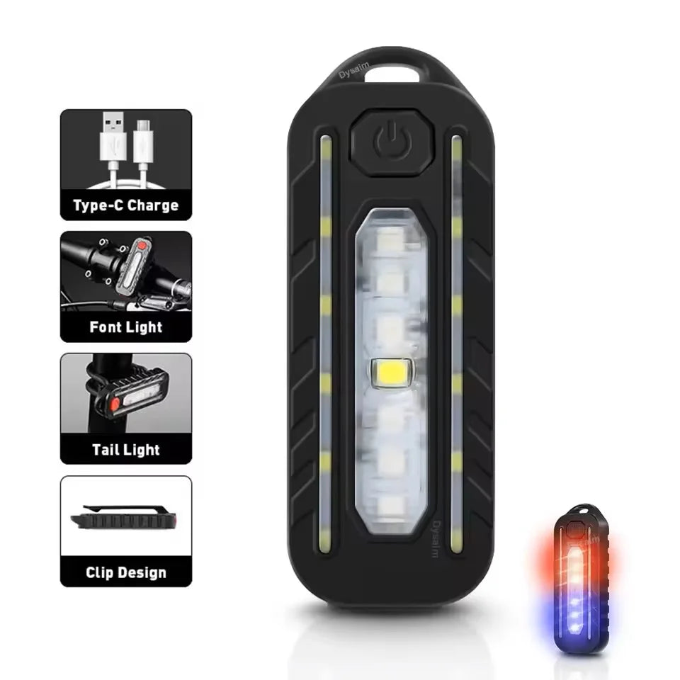 USB Rechargeable LED Flashlight with Shoulder Clip and Warning Flashing Light | Keychain Work Light