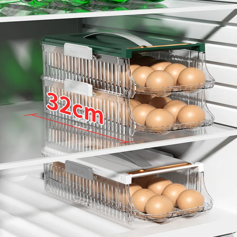 DecorBites™ Egg Storage Box: Durable, Portable, Stackable, Space-Saving Refrigerator Organizer