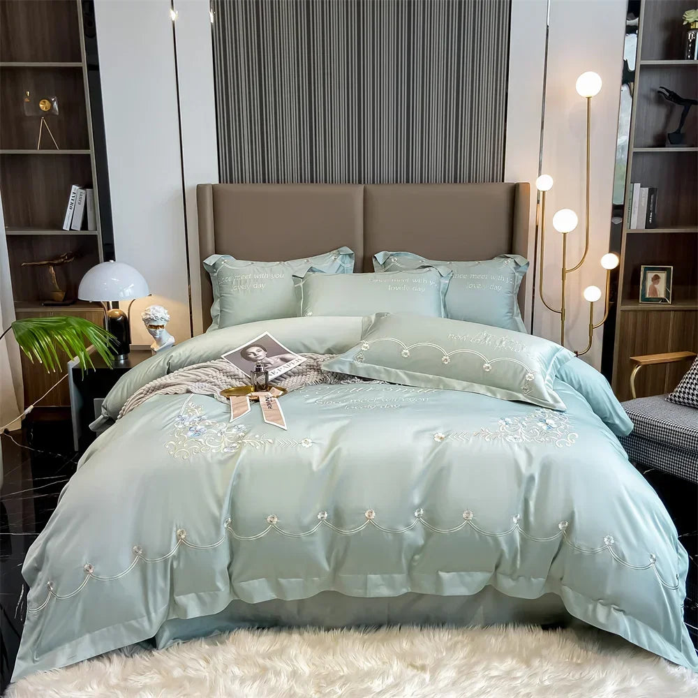 DecorBites™ Egyptian Cotton Bedding Sets | Solid Sheet Pillowcase | King Queen Double Size