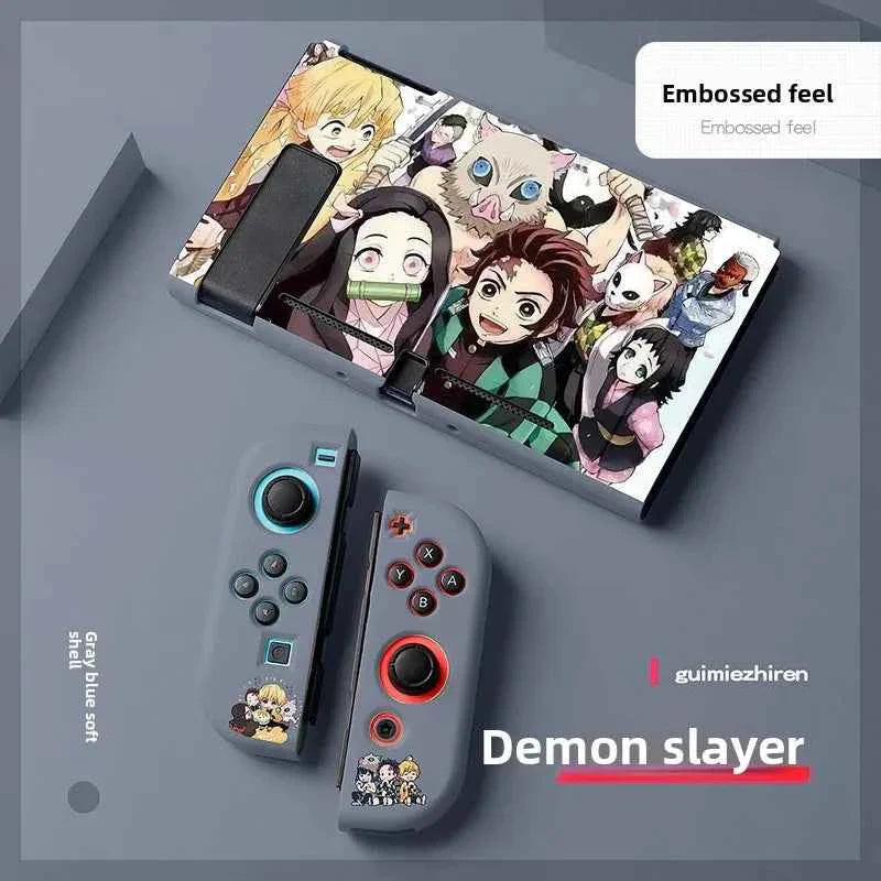 Demon Slayer Painted Relief Protective Case for Switch NS TPU Soft-shell Split Protective Case Creative Game Console Accessories