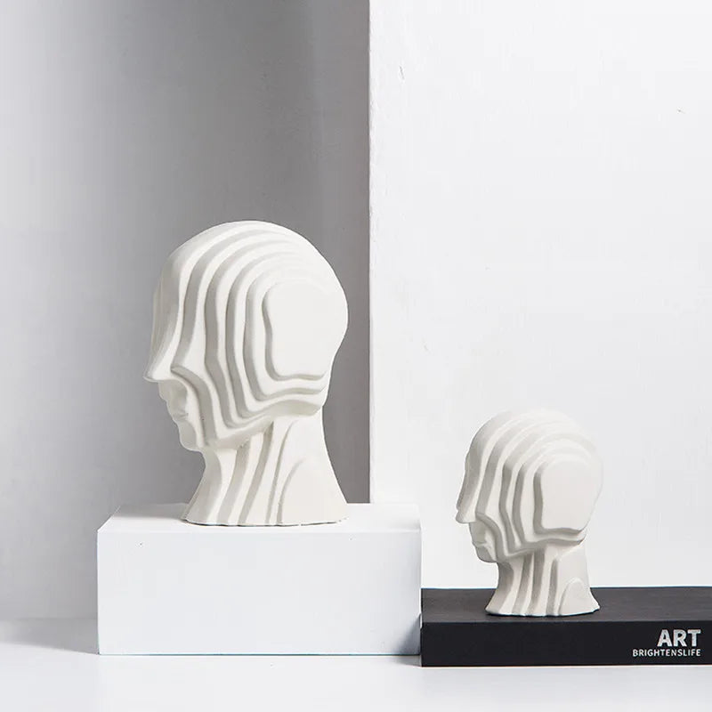 DecorBites™ Geometric Ceramic Head Sculpture | Golden Alien Figurine