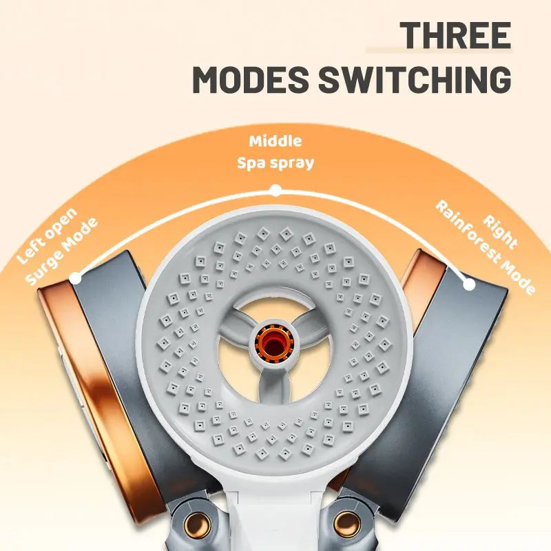DecorBites™ Dual Sided High Pressure Showerhead - 3 Modes, Water Saving