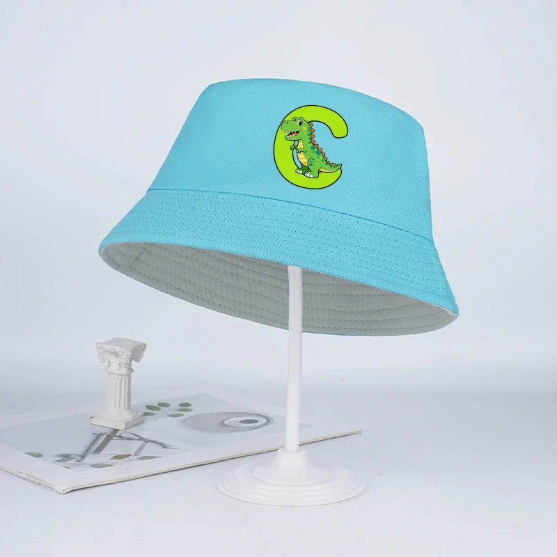 Kids' Dinosaur Letter Bucket Hat | Sun Hat for Toddlers Boys Girls 2-6 Years