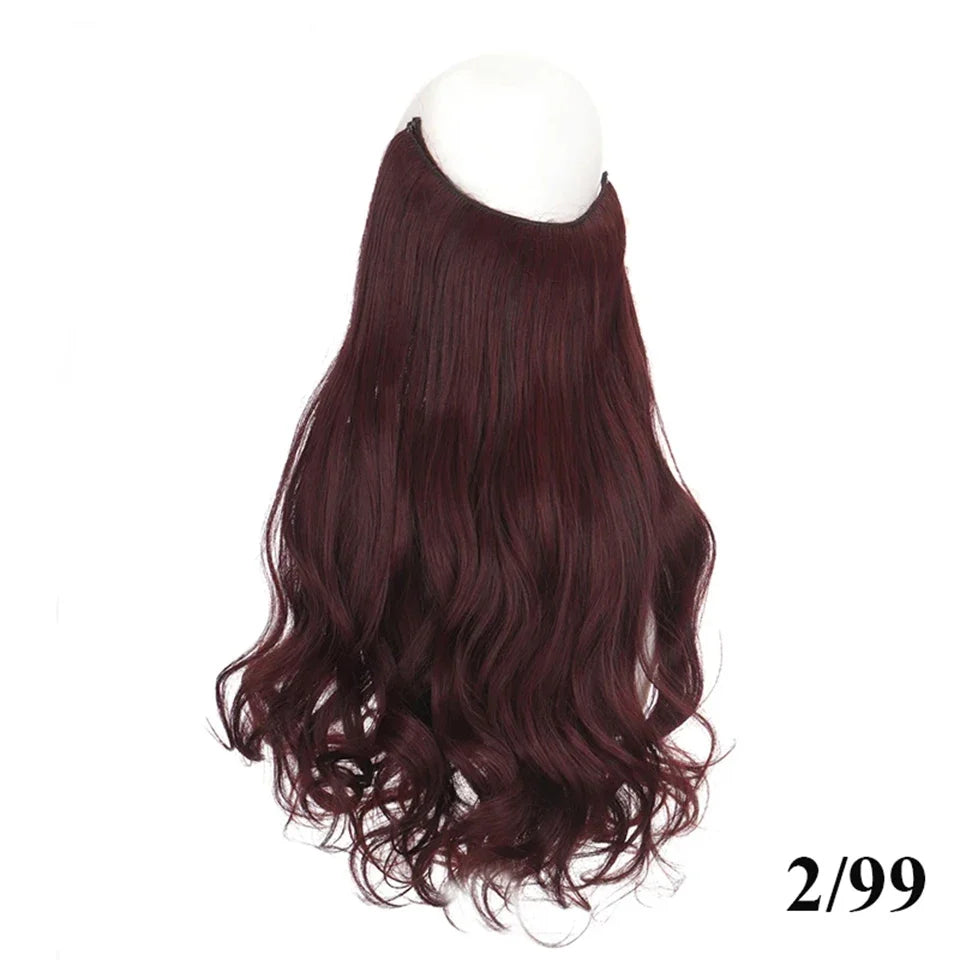 Fish line hair extension piece | 40cm 50cm 60cm straight and curly daily wear for women