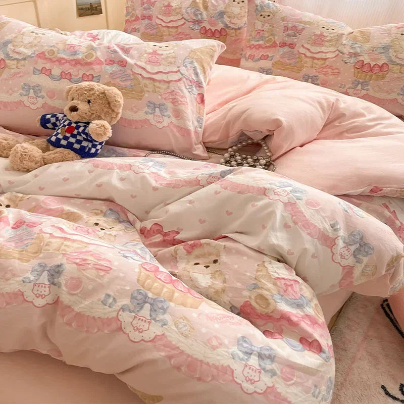 DecorBites™ Cozy Cartoon Printed Cotton Comforter Set for Adults
