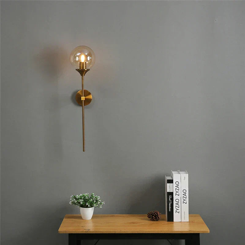 DecorBites™ Golden Glass Ball LED Wall Light with Touch Switch