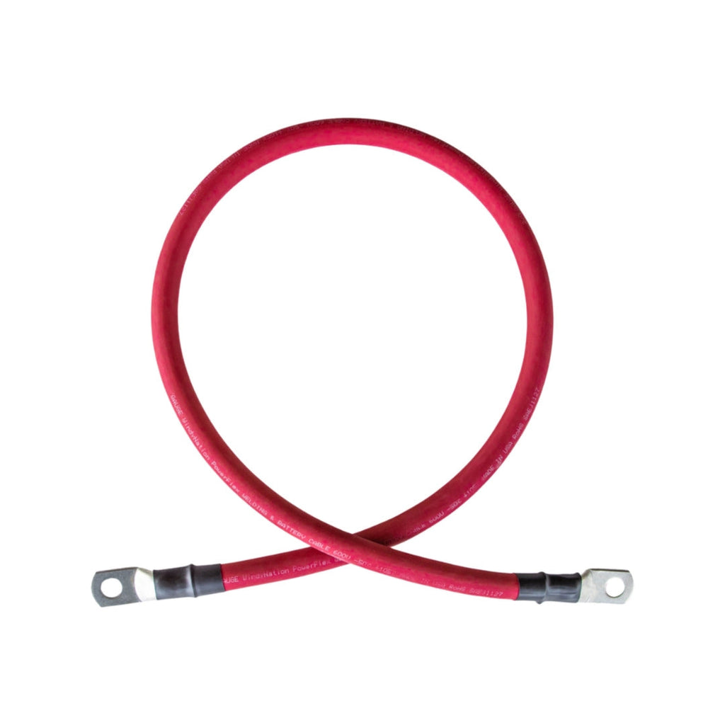 2 Gauge (AWG) Black and Red Pure Copper Battery Cable Wire with Lug Connector Ring Terminals