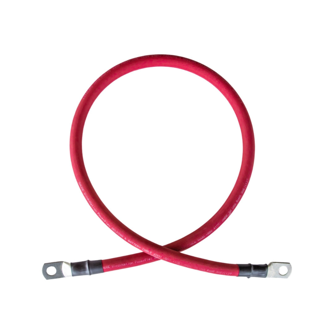 4 Gauge (AWG) Black and Red Pure Copper Battery Cable Wire with Lug Connector Ring Terminals