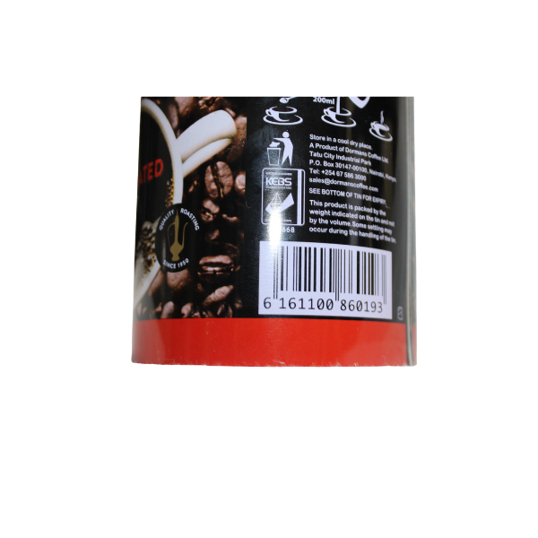 Dormans Supreme Granulated Instant Coffee 200g side label and barcode 