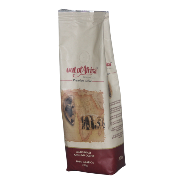 Mt. Kenya Dark Roast Ground Coffee 250g side package view