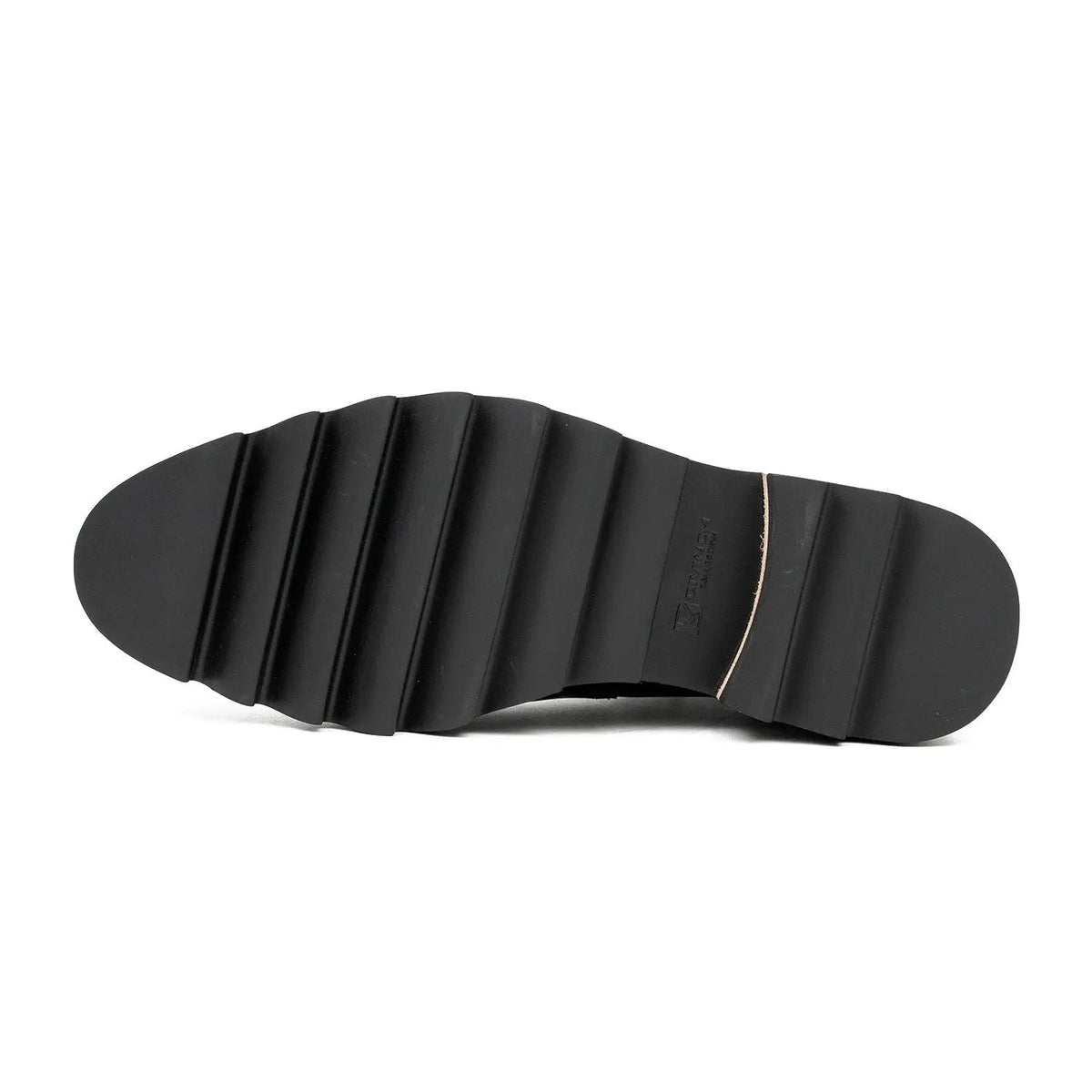 Black Round-Toe Chelsea Boots with Ribbed Panels