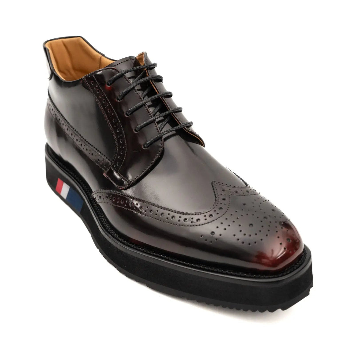 Dark Burgundy Platform Ankle-Height Lace-Up Shoe