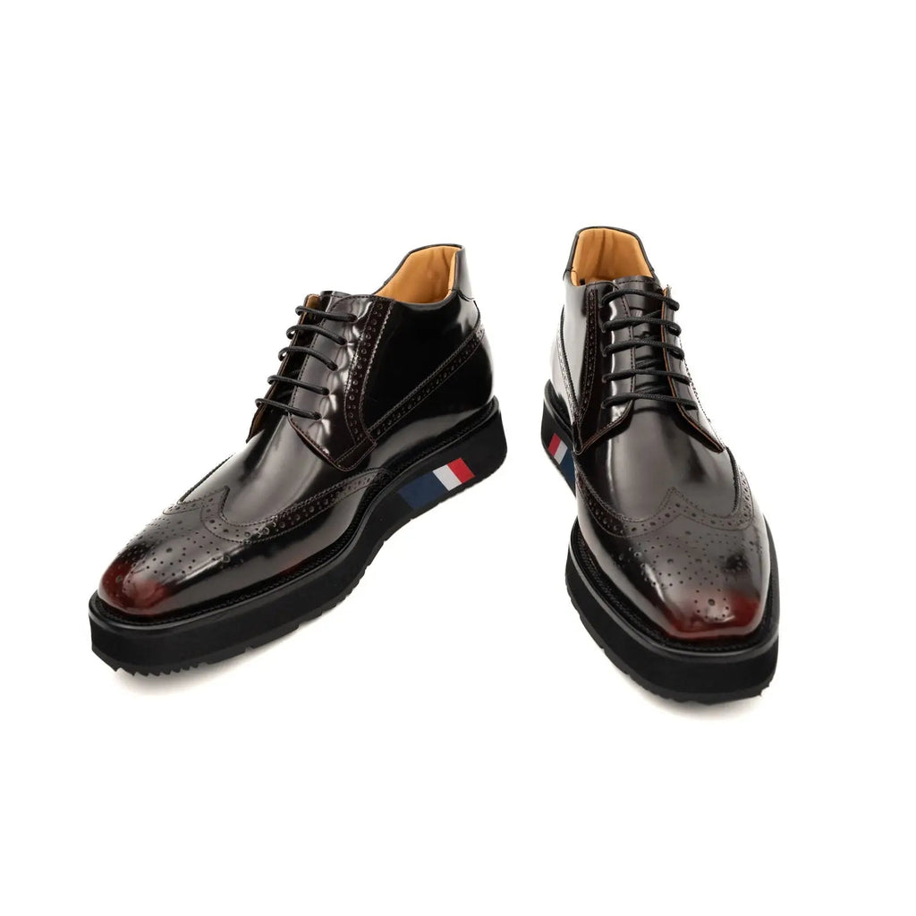 Dark Burgundy Platform Ankle-Height Lace-Up Shoe