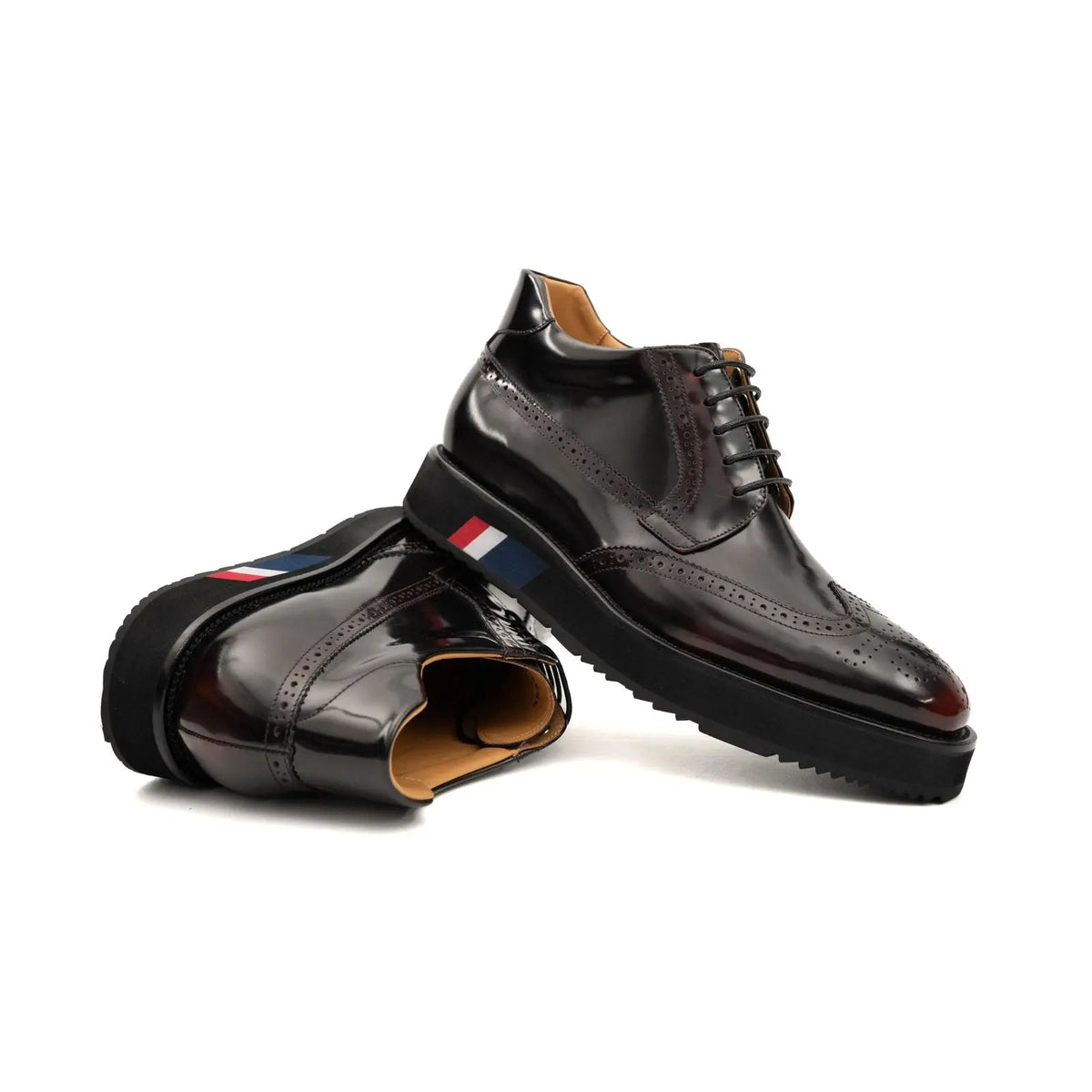 Dark Burgundy Platform Ankle-Height Lace-Up Shoe