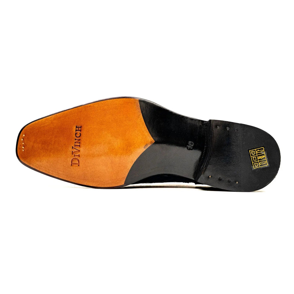 Dark Blue Cap-Toe Oxford Shoes with Perforated Detail