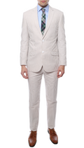 Men's Slim Fit Two Button Tan Seersucker Suit