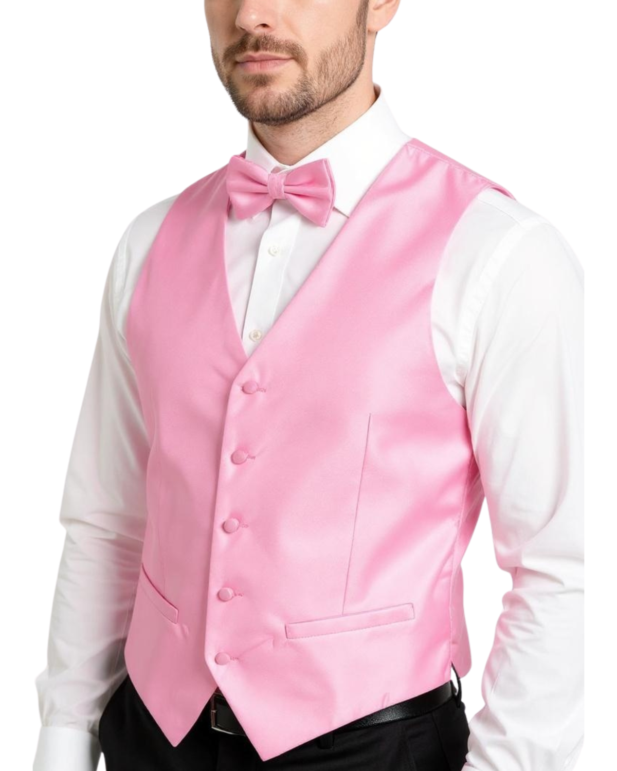 Ferrecci Mens PV450 - Pink with Pink Back Adjustable Textured Vest Set