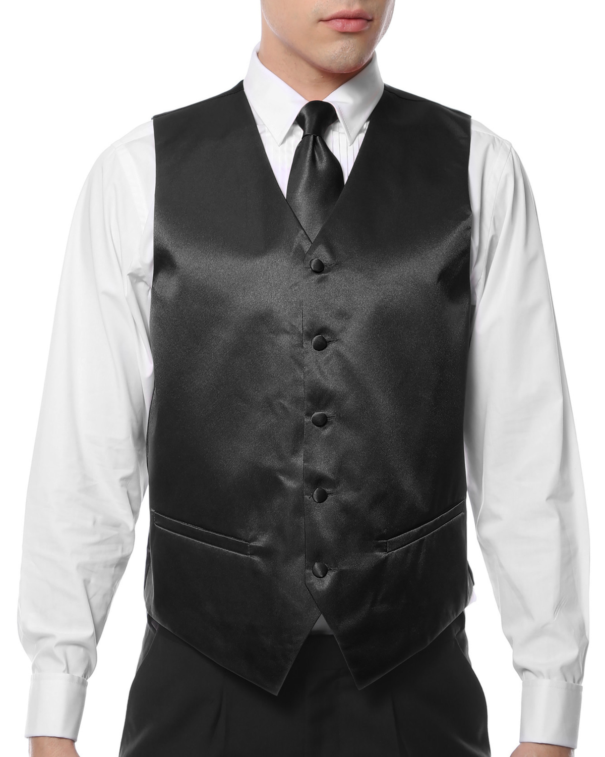 Ferrecci Mens PV600 - Black with Black Back Adjustable Vest Set