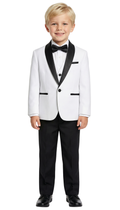 Ferrecci Boys White & Black Shawl Collar Tuxedo – Formal Kids Tuxedo (Reno Jr)