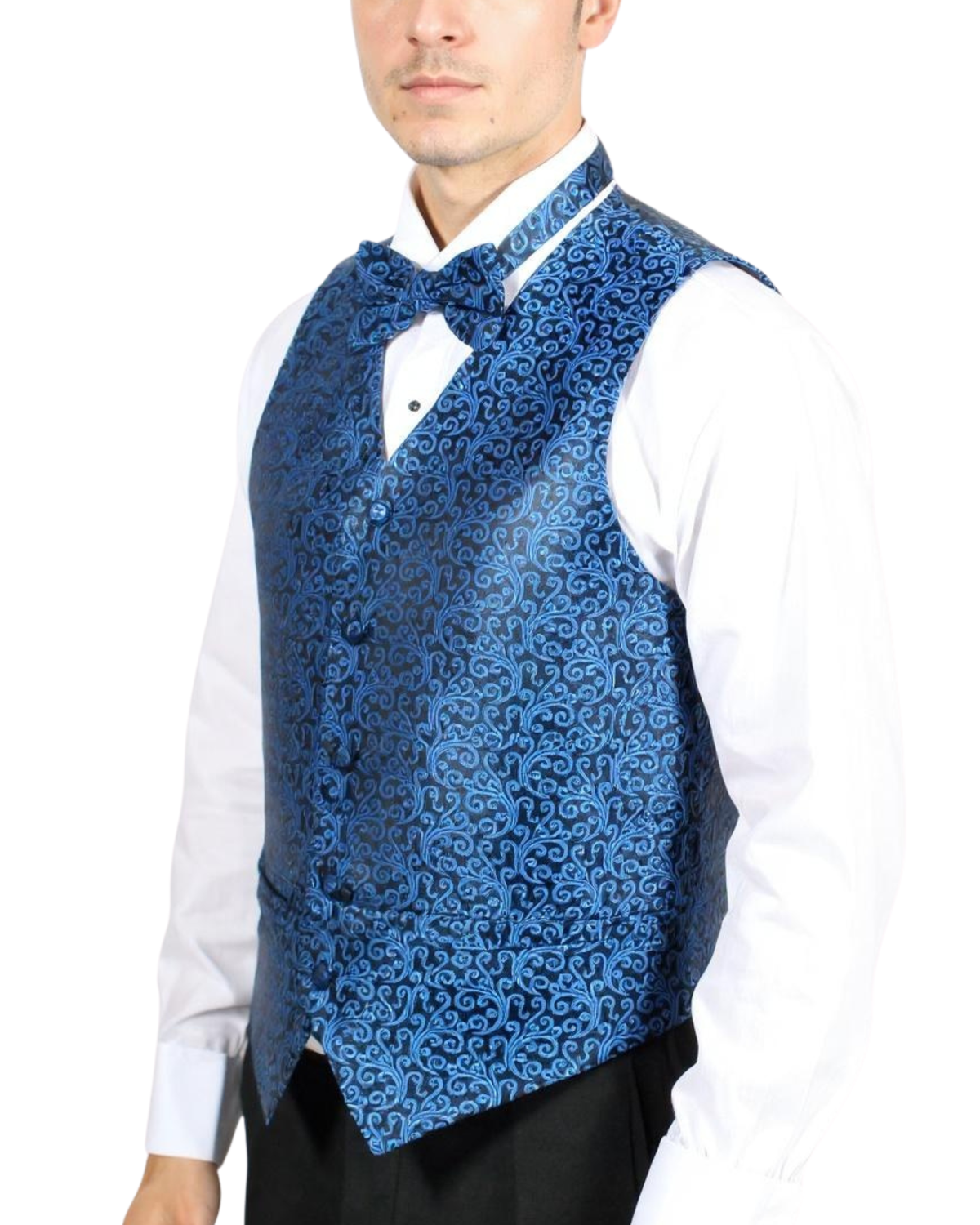 Ferrecci Mens PV50-3 Blue with Black Back Vest Set