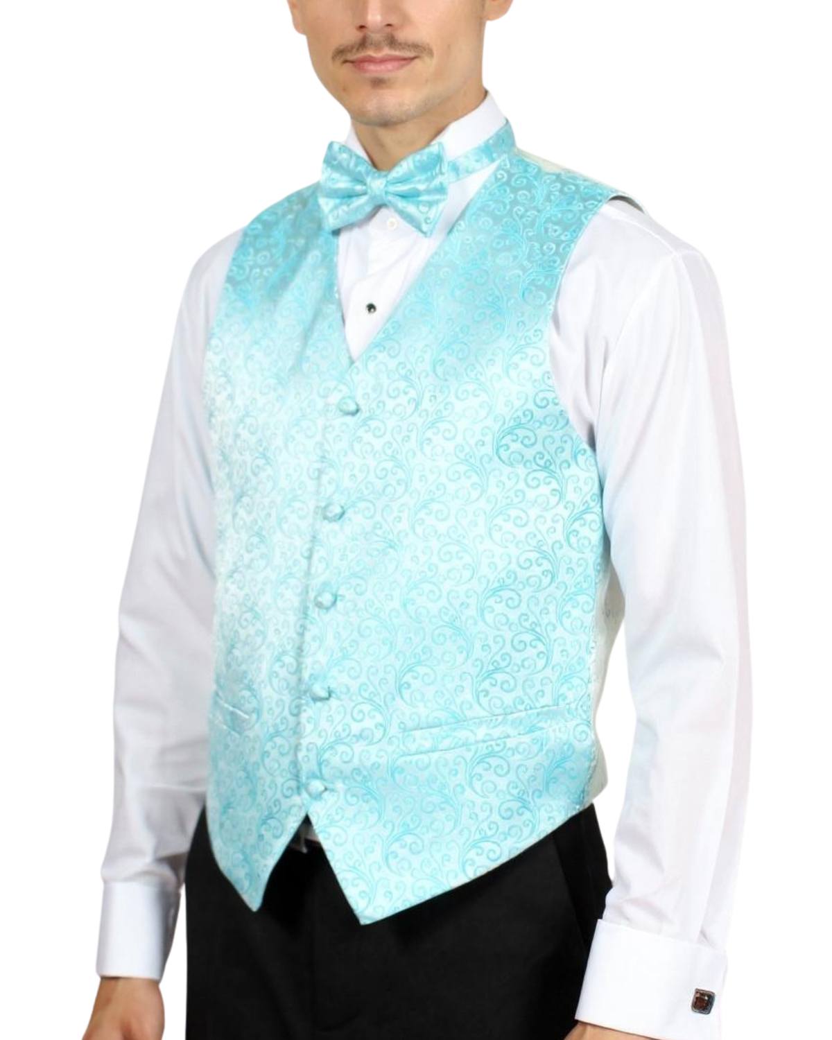 Ferrecci Mens PV50-5 Turquoise with Cream Back Vest Set