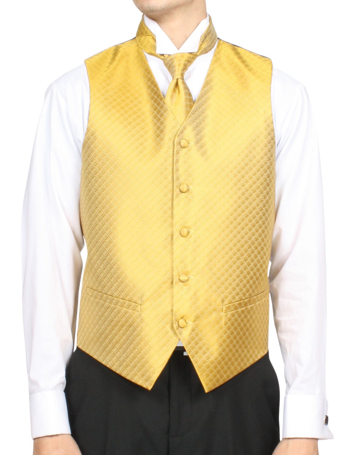 Ferrecci Mens PV300 - Yellow with White Back Adjustable Diamond Vest Set