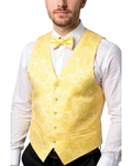 Ferrecci Mens PV350 - Yellow Paisley with White Back Adjustable Vest Set