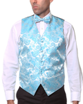 Ferrecci Mens PV350 - Turquoise Paisley with Black Back Adjustable Vest Set