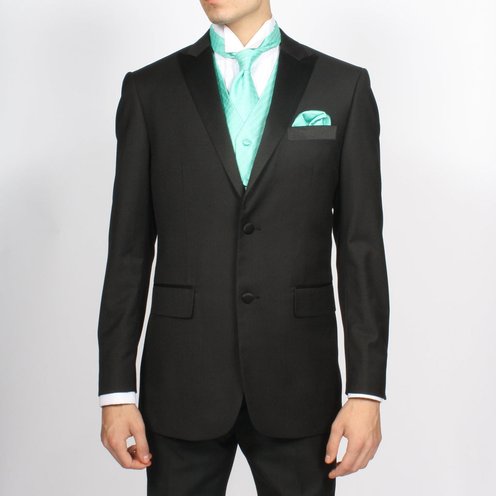 Ferrecci Mens PV300 - Light Turquoise with Black Back Adjustable Diamond Vest Set