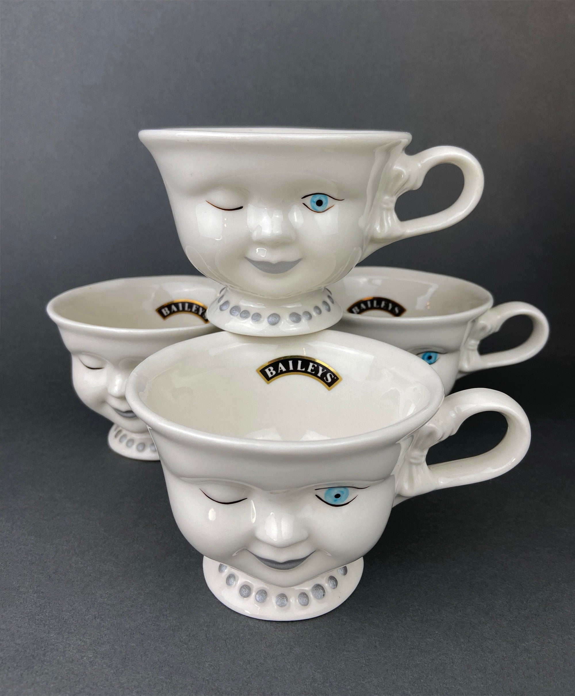Vintage Bailey's Irish Cream Winking Face Cups - Set of Five