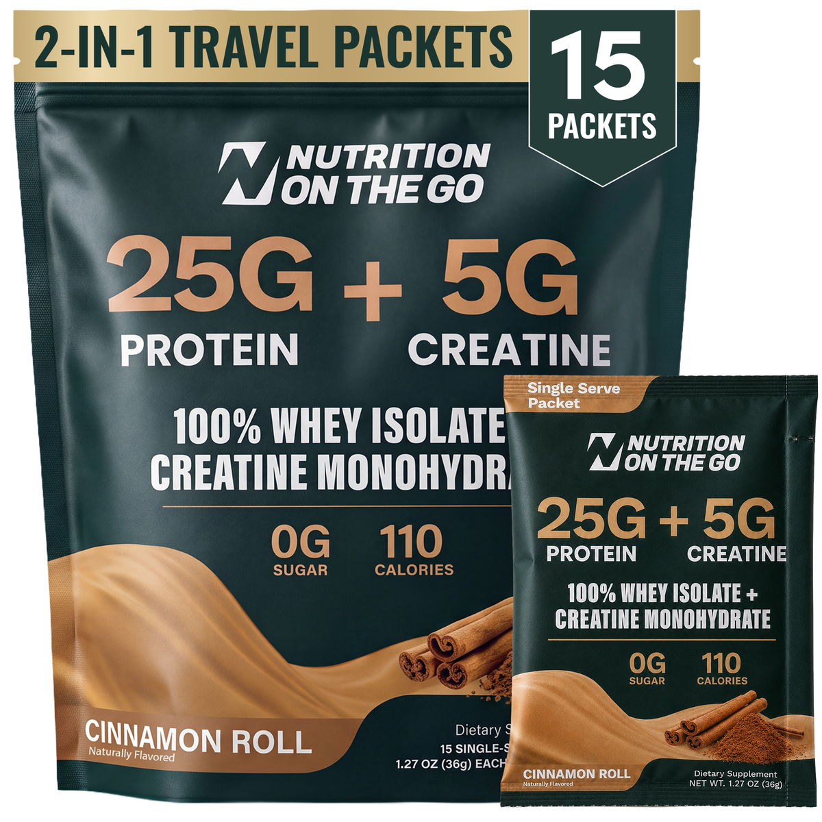 2-in-1 Whey Protein Isolate + Creatine Travel Packets
