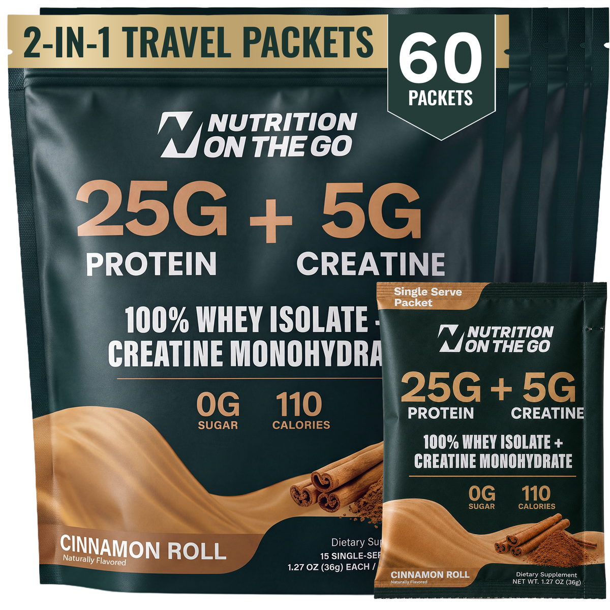 2-in-1 Whey Protein Isolate + Creatine Travel Packets