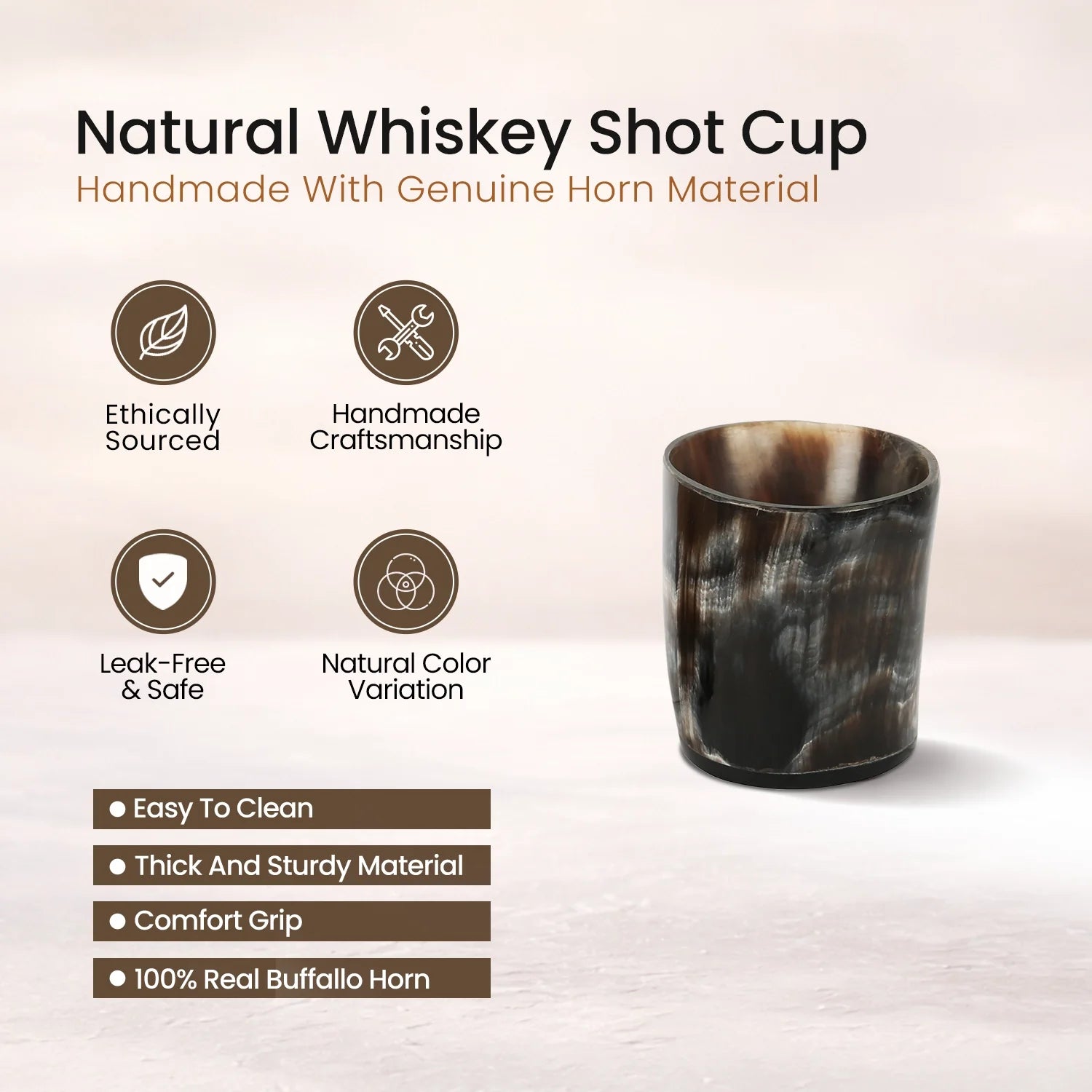 Buffalo Horn Whiskey Shot Glasses 6.5 oz - (Pack of 5)