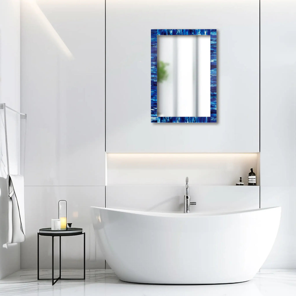 Make To Order Classic Blue Mirror Bone Inlay Collection in 4 Sizes