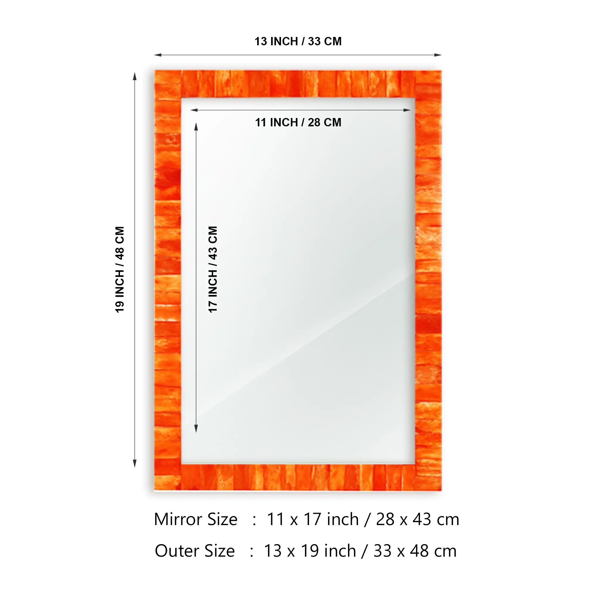 Make To Order Classic Orange Mirror Bone Inlay Collection in 8 Sizes