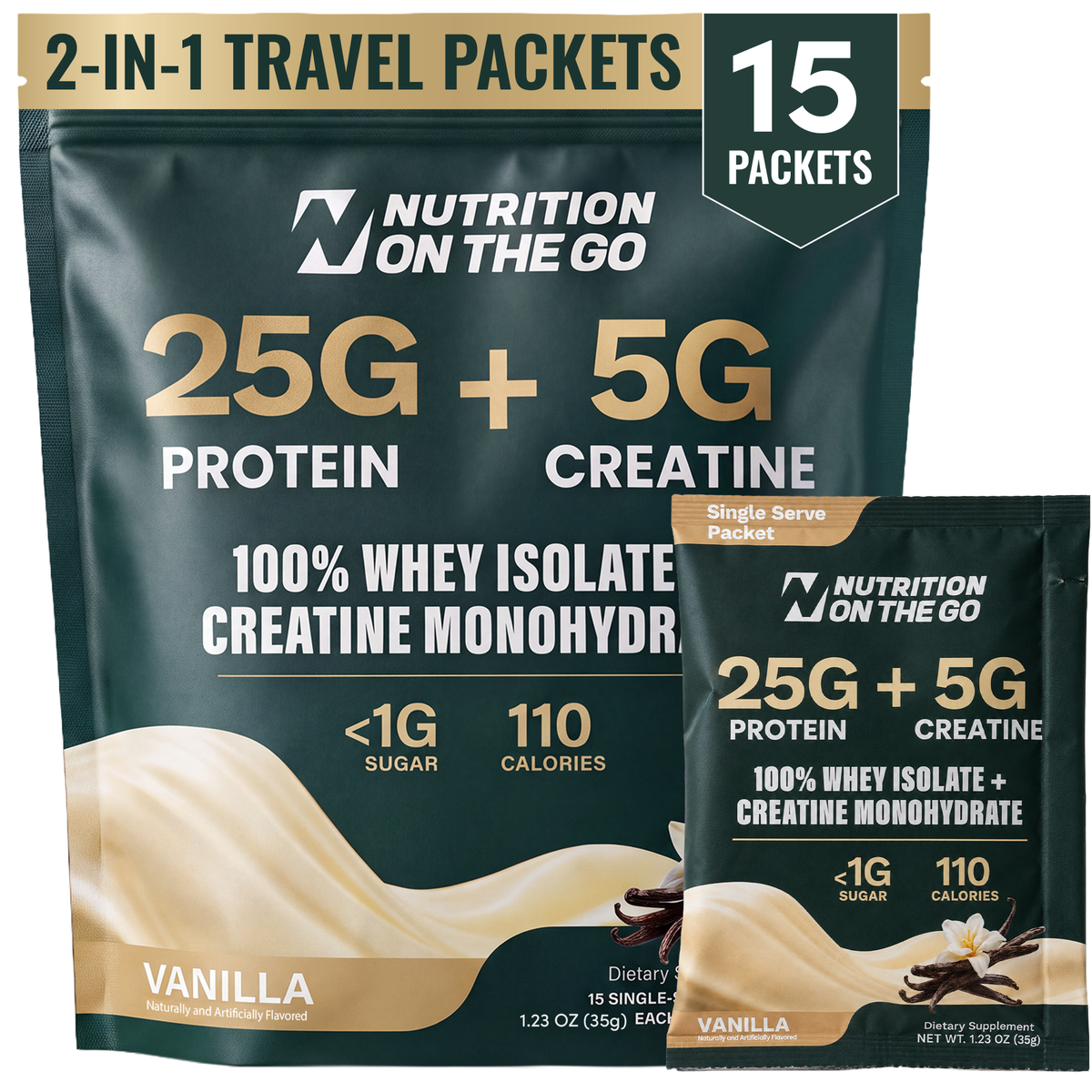 2-in-1 Whey Protein Isolate + Creatine Travel Packets