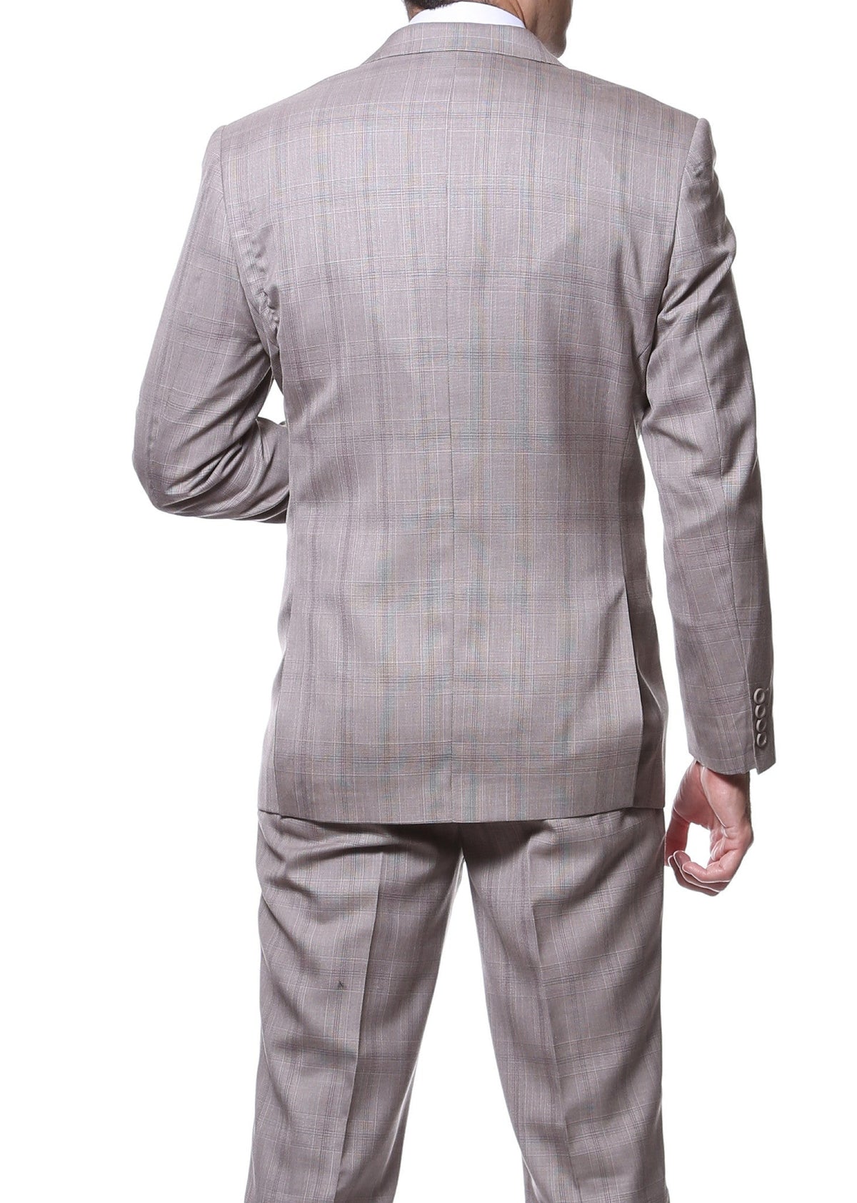 Zillo Sierra Tan 3pc Vested Slim Fit Plaid Suit