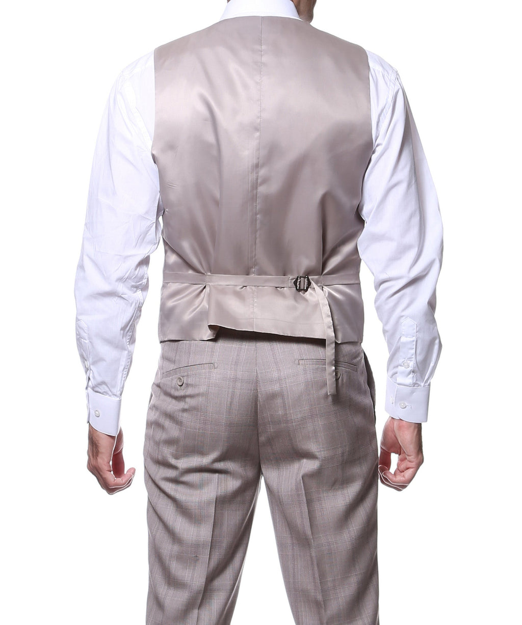 Zillo Sierra Tan 3pc Vested Slim Fit Plaid Suit