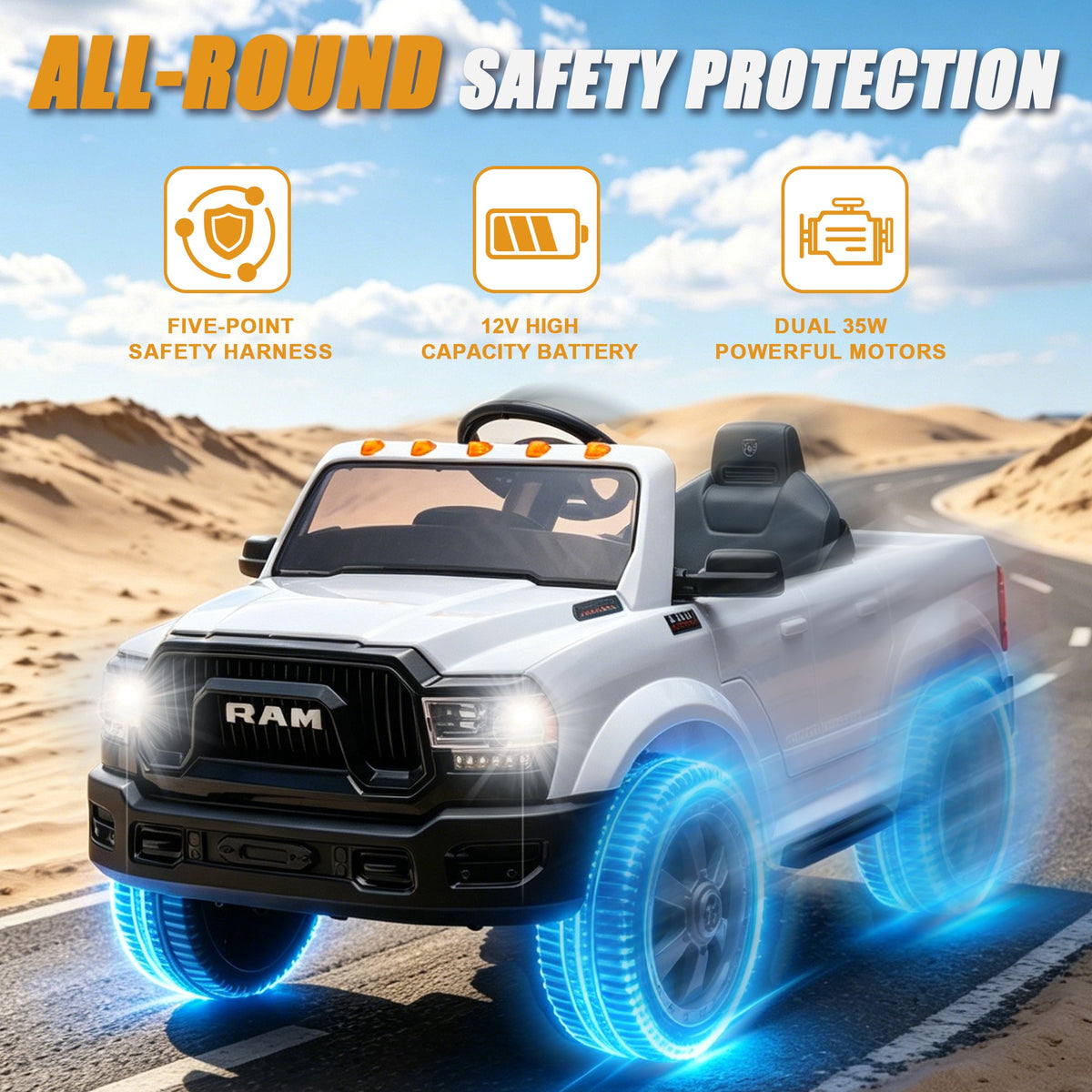 Licensed RAM 2500 12V Large Kids Ride On Electric Pickup
